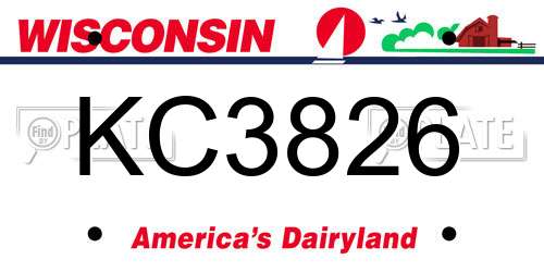 KC3826 Wisconsin License Plate