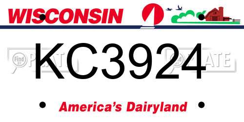 KC3924 Wisconsin License Plate