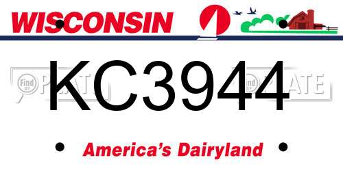 KC3944 Wisconsin License Plate