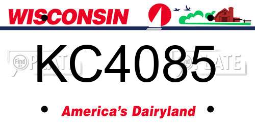 KC4085 Wisconsin License Plate