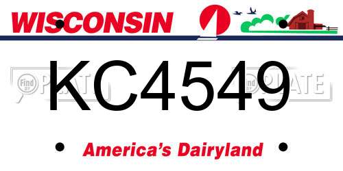 KC4549 Wisconsin License Plate