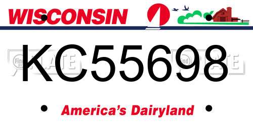 KC55698 Wisconsin License Plate