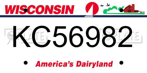 KC56982 Wisconsin License Plate