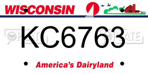 KC6763 Wisconsin License Plate