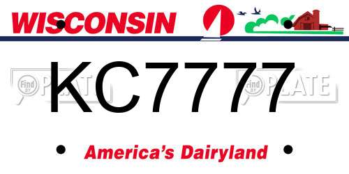 KC7777 Wisconsin License Plate
