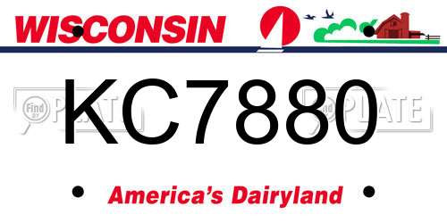 KC7880 Wisconsin License Plate