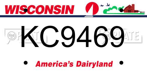 KC9469 Wisconsin License Plate