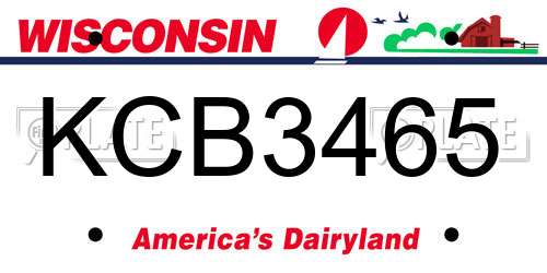 KCB3465 Wisconsin License Plate