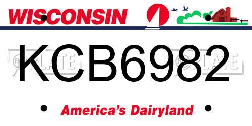 KCB6982 Wisconsin License Plate