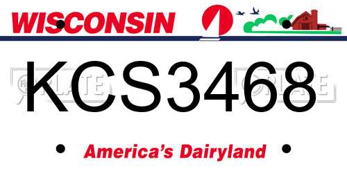 KCS3468 Wisconsin License Plate