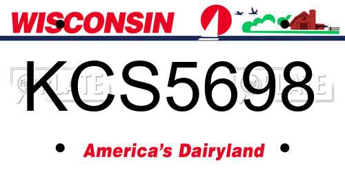 KCS5698 Wisconsin License Plate