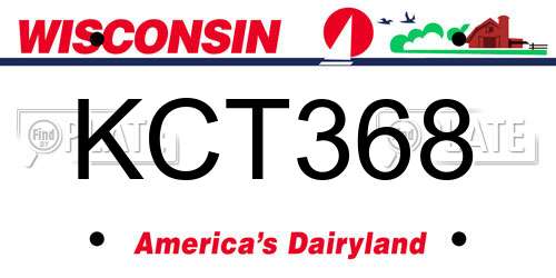 KCT368 Wisconsin License Plate