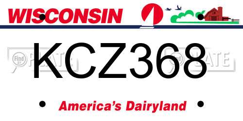 KCZ368 Wisconsin License Plate
