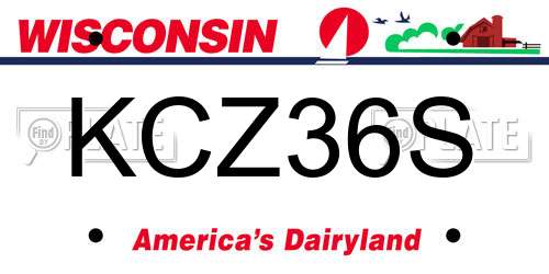 KCZ36S Wisconsin License Plate