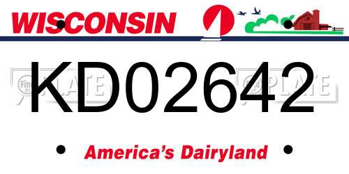 KD02642 Wisconsin License Plate