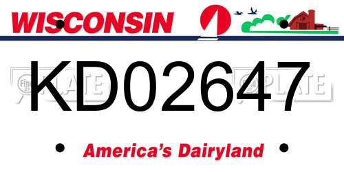 KD02647 Wisconsin License Plate