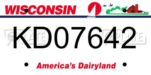 KD07642 Wisconsin License Plate