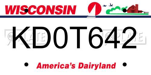KD0T642 Wisconsin License Plate