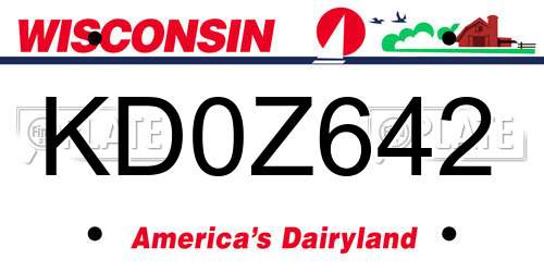 KD0Z642 Wisconsin License Plate