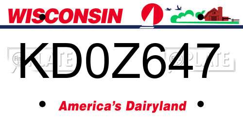 KD0Z647 Wisconsin License Plate