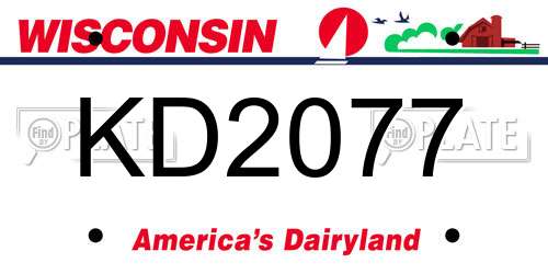 KD2077 Wisconsin License Plate