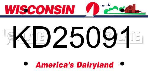KD25091 Wisconsin License Plate
