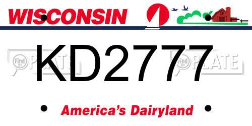 KD2777 Wisconsin License Plate