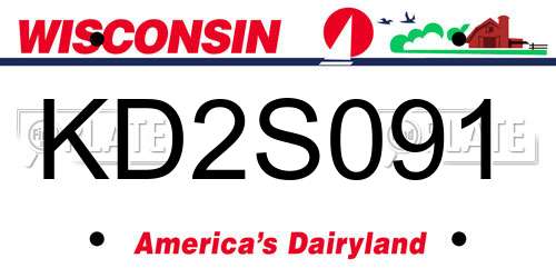 KD2S091 Wisconsin License Plate