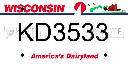 KD3533 Wisconsin License Plate