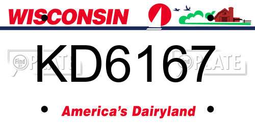 KD6167 Wisconsin License Plate