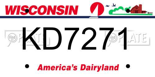 KD7271 Wisconsin License Plate
