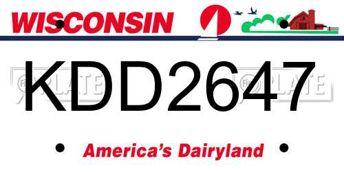 KDD2647 Wisconsin License Plate