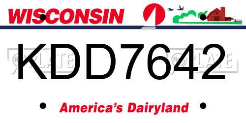 KDD7642 Wisconsin License Plate