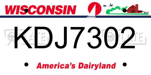 KDJ7302 Wisconsin License Plate