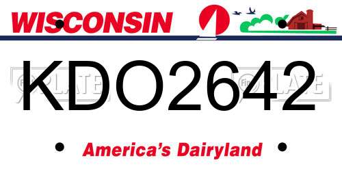 KDO2642 Wisconsin License Plate