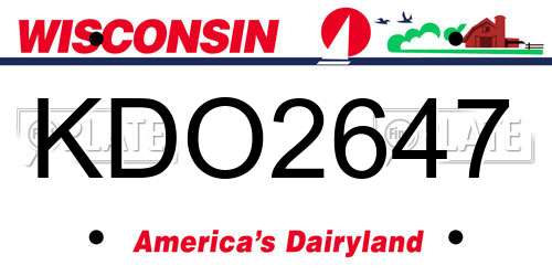 KDO2647 Wisconsin License Plate