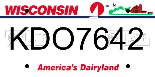 KDO7642 Wisconsin License Plate