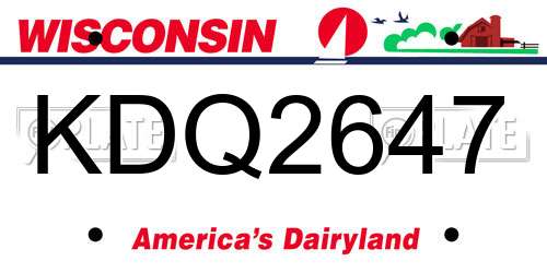 KDQ2647 Wisconsin License Plate
