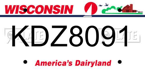 KDZ8091 Wisconsin License Plate