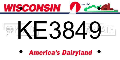 KE3849 Wisconsin License Plate
