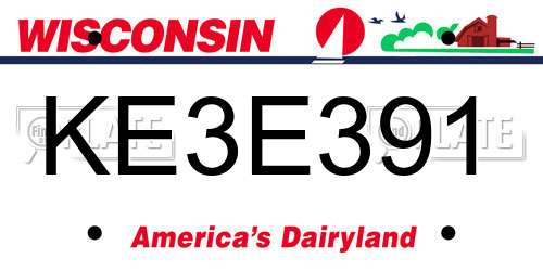 KE3E391 Wisconsin License Plate