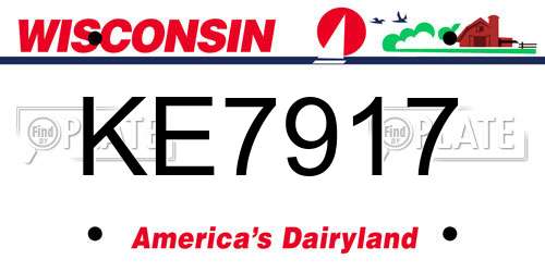 KE7917 Wisconsin License Plate