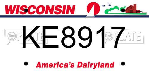 KE8917 Wisconsin License Plate