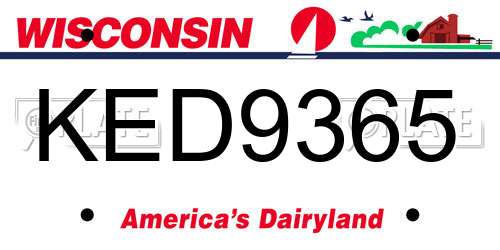 KED9365 Wisconsin License Plate