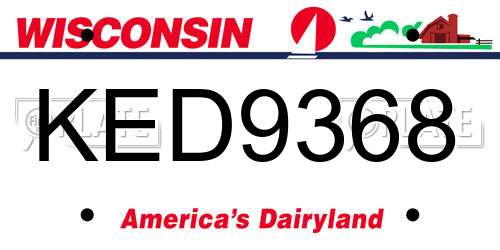 KED9368 Wisconsin License Plate