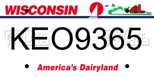 KEO9365 Wisconsin License Plate