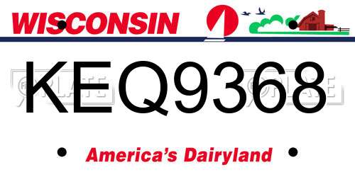 KEQ9368 Wisconsin License Plate