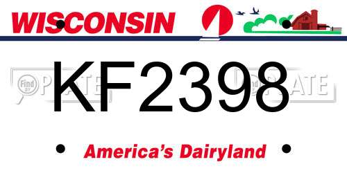 KF2398 Wisconsin License Plate
