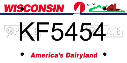 KF5454 Wisconsin License Plate