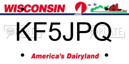 KF5JPQ Wisconsin License Plate